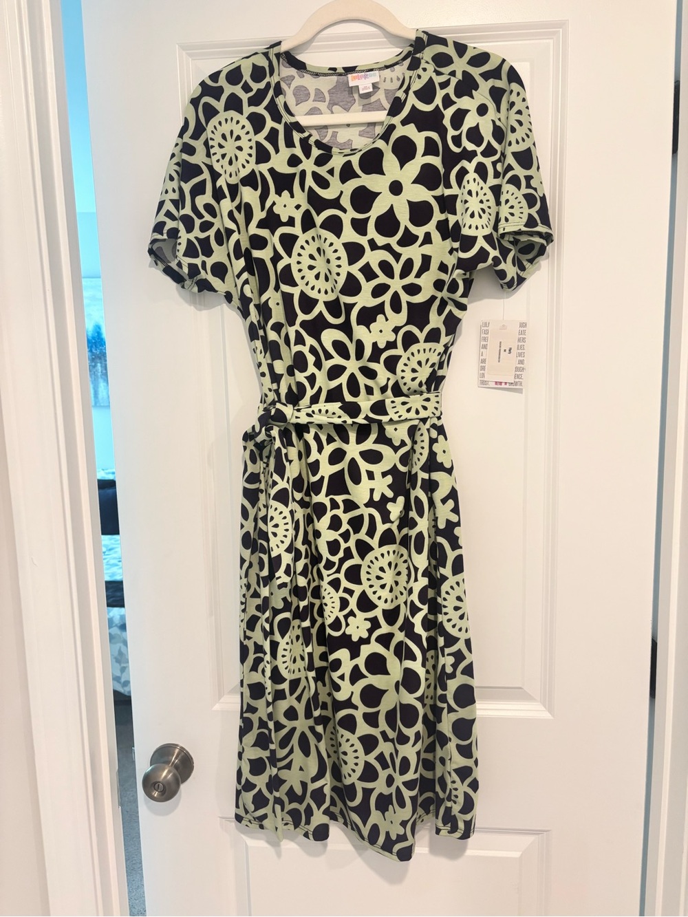 NWT LuLaRoe Black Dress with Light Green Floral Print